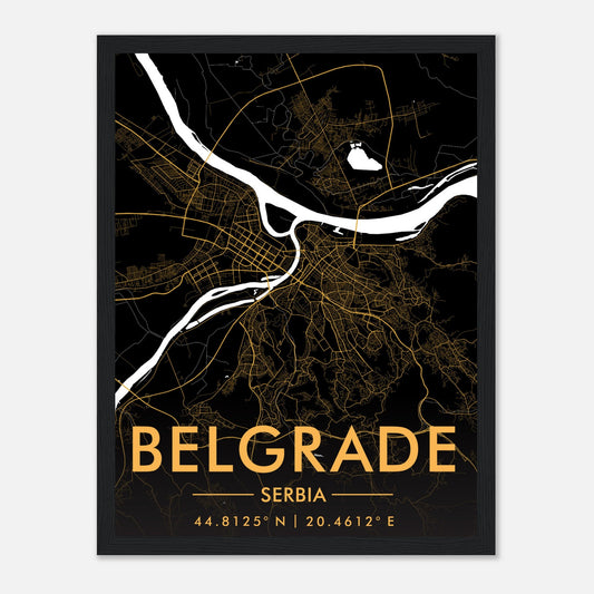 Premium-Poster "Belgrade" aus mattem Papier mit Holzrahmen 30x40cm