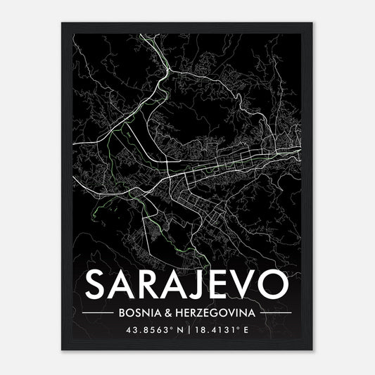 Premium-Poster "Sarajevo" aus mattem Papier mit Holzrahmen 30x40cm